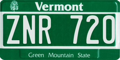 VT license plate ZNR720