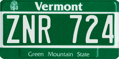 VT license plate ZNR724