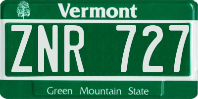 VT license plate ZNR727
