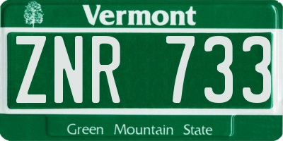 VT license plate ZNR733