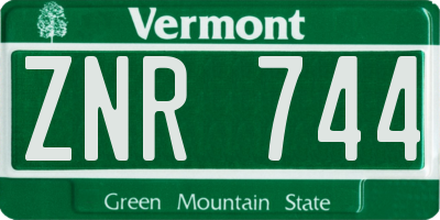 VT license plate ZNR744
