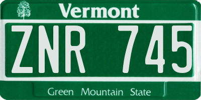 VT license plate ZNR745