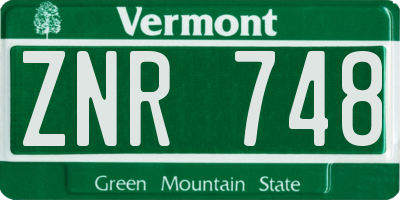 VT license plate ZNR748