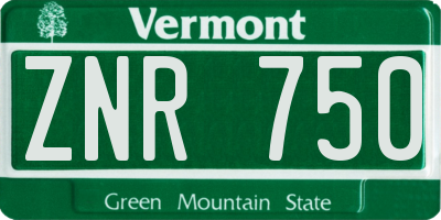 VT license plate ZNR750