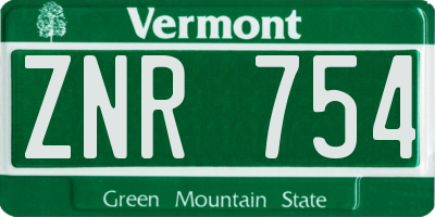 VT license plate ZNR754