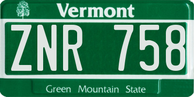 VT license plate ZNR758