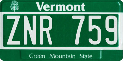 VT license plate ZNR759