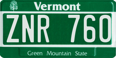 VT license plate ZNR760