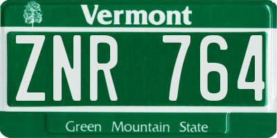 VT license plate ZNR764