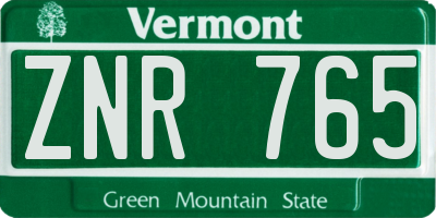 VT license plate ZNR765