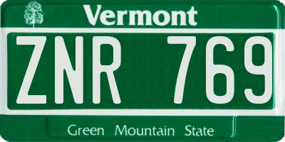 VT license plate ZNR769