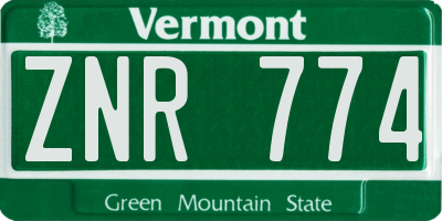 VT license plate ZNR774