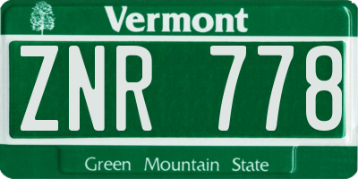 VT license plate ZNR778