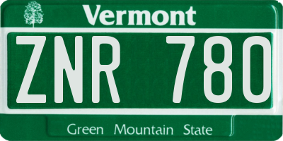 VT license plate ZNR780