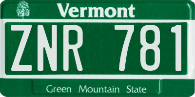 VT license plate ZNR781