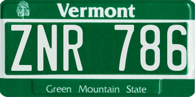 VT license plate ZNR786