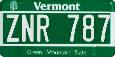 VT license plate ZNR787