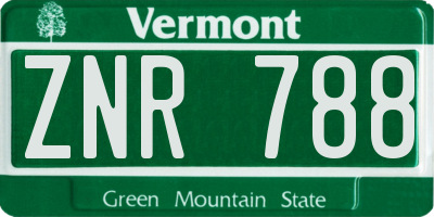 VT license plate ZNR788