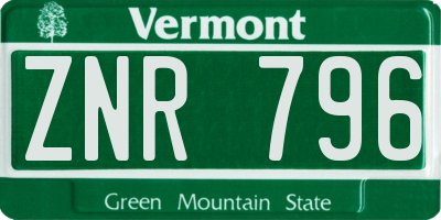 VT license plate ZNR796