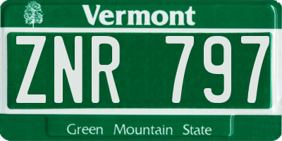 VT license plate ZNR797