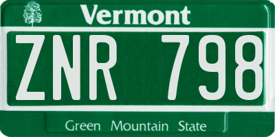 VT license plate ZNR798