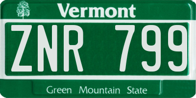 VT license plate ZNR799