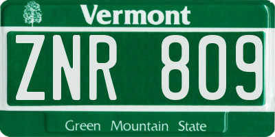 VT license plate ZNR809