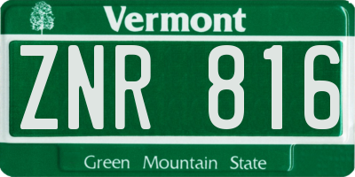VT license plate ZNR816