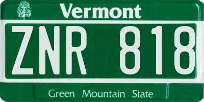 VT license plate ZNR818