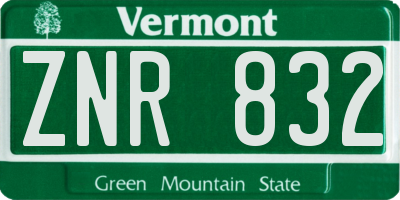 VT license plate ZNR832
