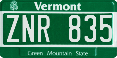 VT license plate ZNR835