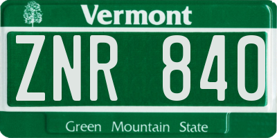 VT license plate ZNR840