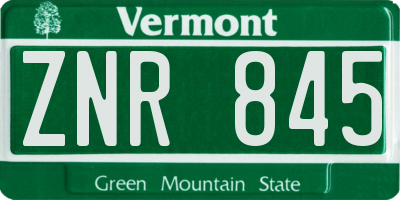 VT license plate ZNR845