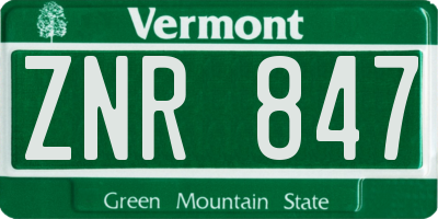 VT license plate ZNR847
