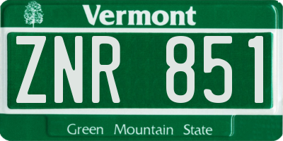 VT license plate ZNR851