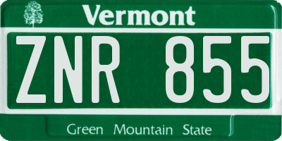 VT license plate ZNR855