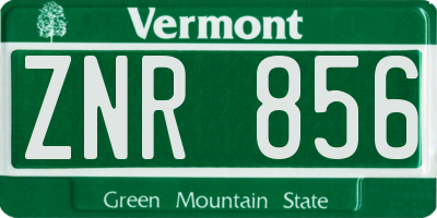 VT license plate ZNR856