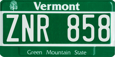 VT license plate ZNR858