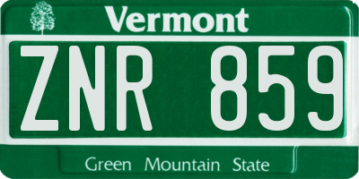 VT license plate ZNR859