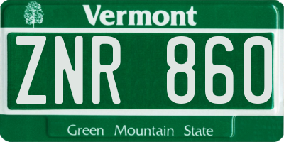 VT license plate ZNR860