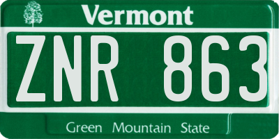 VT license plate ZNR863