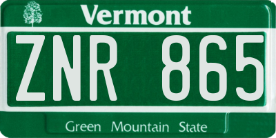 VT license plate ZNR865