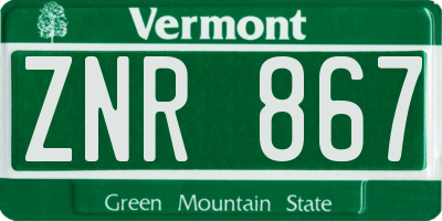 VT license plate ZNR867