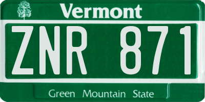 VT license plate ZNR871