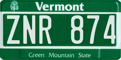 VT license plate ZNR874
