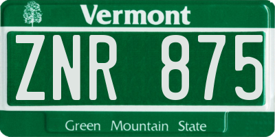 VT license plate ZNR875