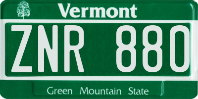 VT license plate ZNR880