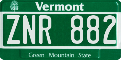 VT license plate ZNR882