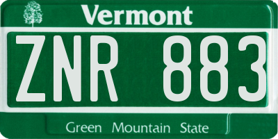 VT license plate ZNR883