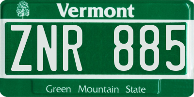 VT license plate ZNR885